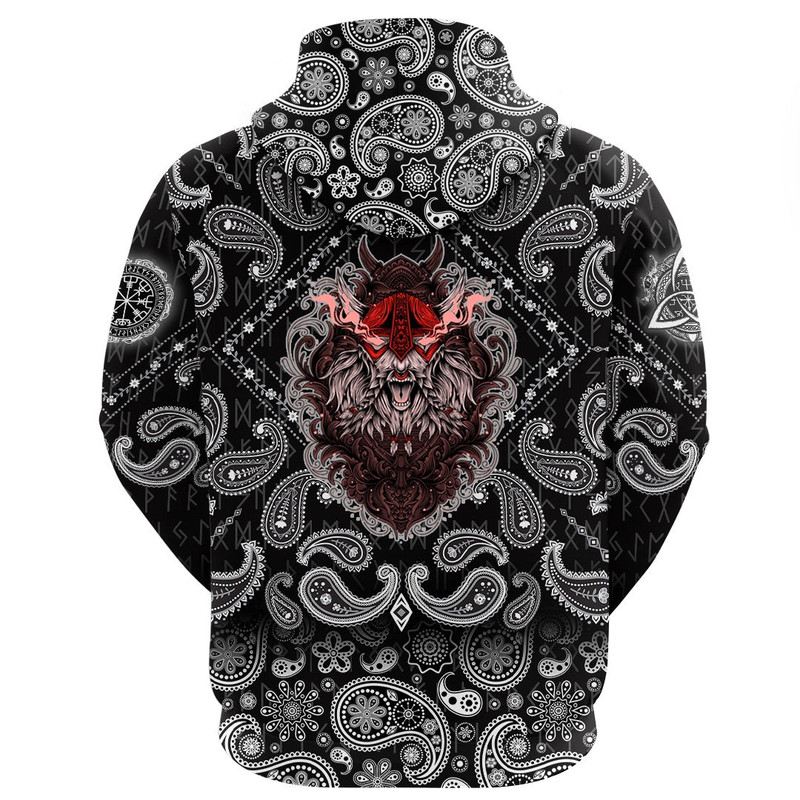 Head With Vintage with Bandana Paisley Style Viking Hoodie For Men Women