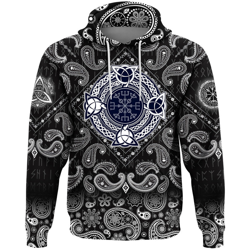 Helm Of Awe Celtic Trinity Knot with Bandana Paisley Style Viking Hoodie For Men Women