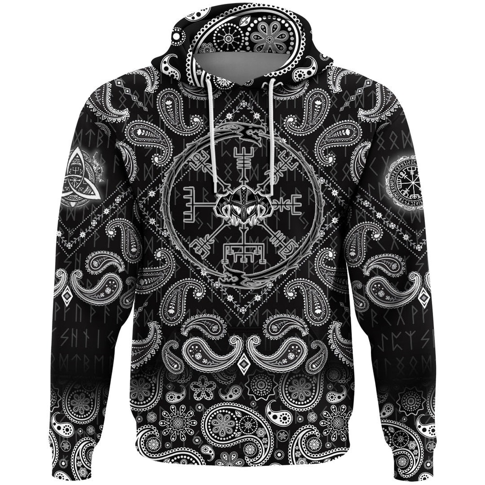 Horror Helmet Magic Runic with Bandana Paisley Style Viking Hoodie For Men Women
