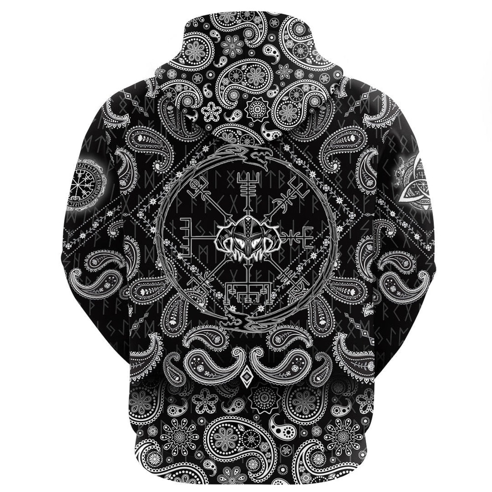 Horror Helmet Magic Runic with Bandana Paisley Style Viking Hoodie For Men Women