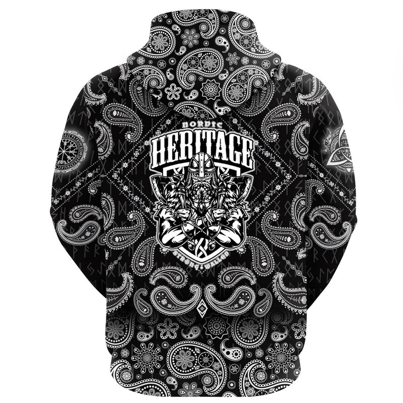 Nordic Hertitage with Bandana Paisley Style Viking Hoodie For Men Women