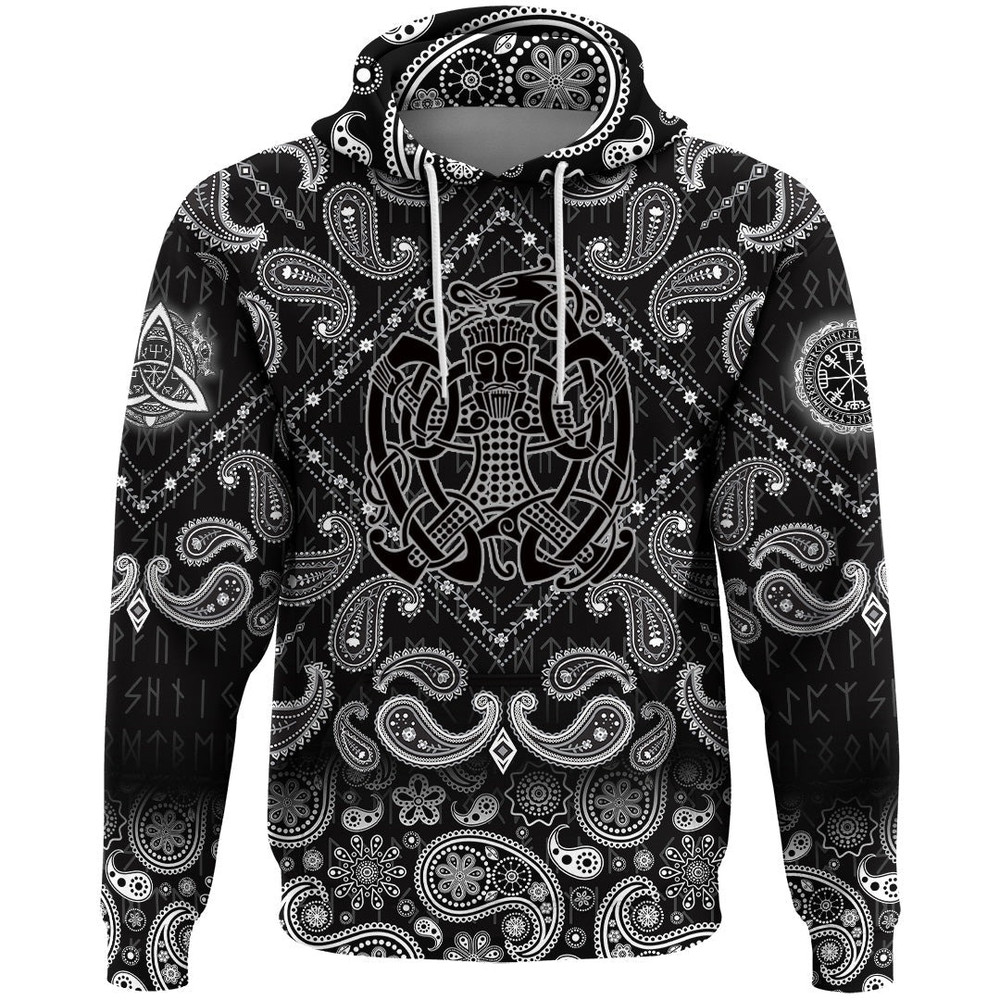 Norse God Loki with Bandana Paisley Style Viking Hoodie For Men Women