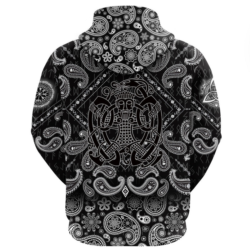 Norse God Loki with Bandana Paisley Style Viking Hoodie For Men Women
