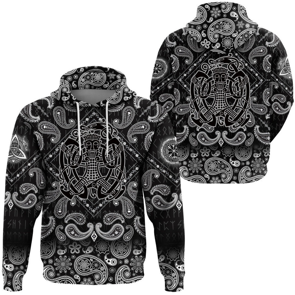 Norse God Loki with Bandana Paisley Style Viking Hoodie For Men Women