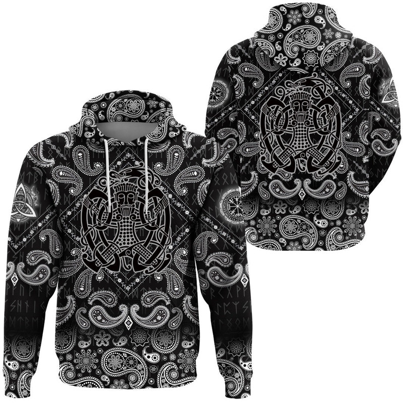 Norse God Loki with Bandana Paisley Style Viking Hoodie For Men Women