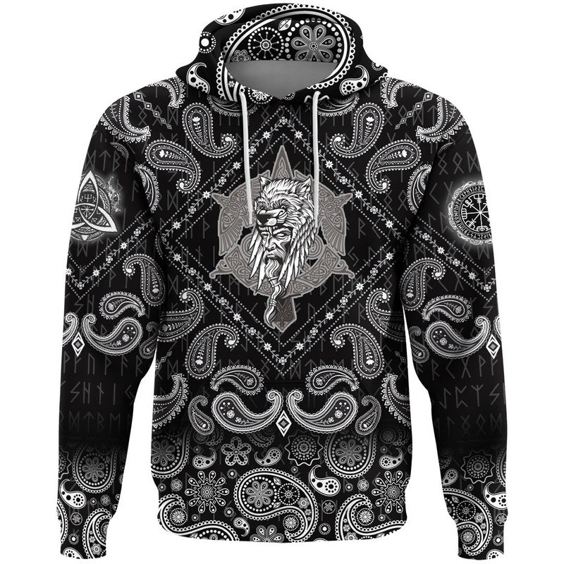 Odin Warrior with Bandana Paisley Style Viking Hoodie For Men Women