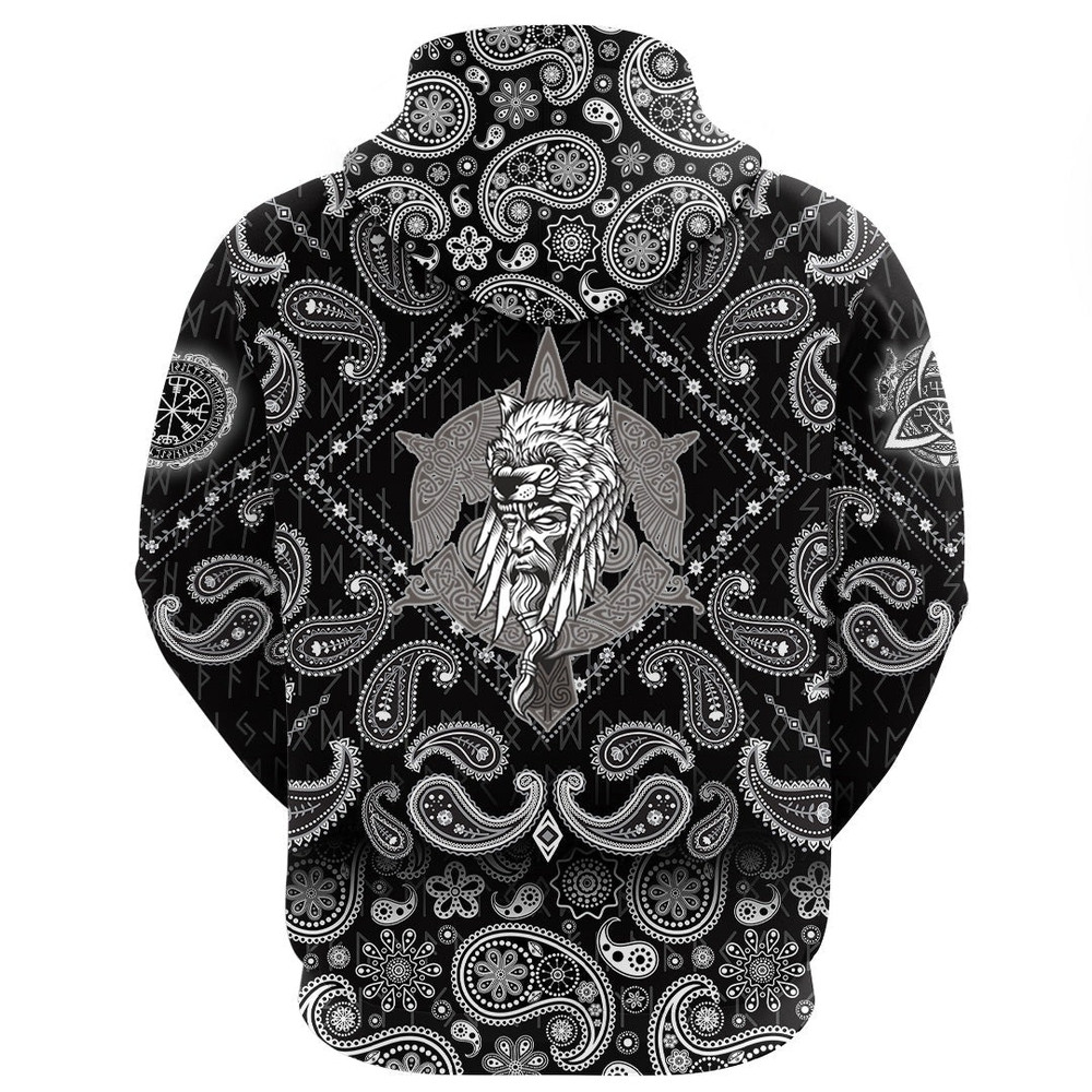Odin Warrior with Bandana Paisley Style Viking Hoodie For Men Women
