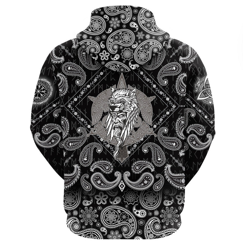 Odin Warrior with Bandana Paisley Style Viking Hoodie For Men Women