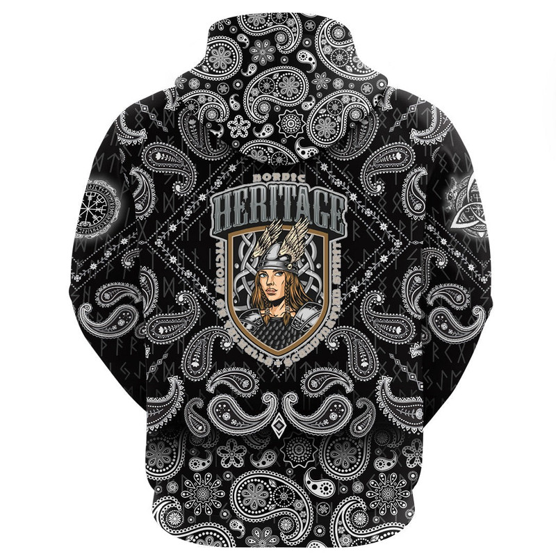Pretty Valkyrie with Bandana Paisley Style Viking Hoodie For Men Women