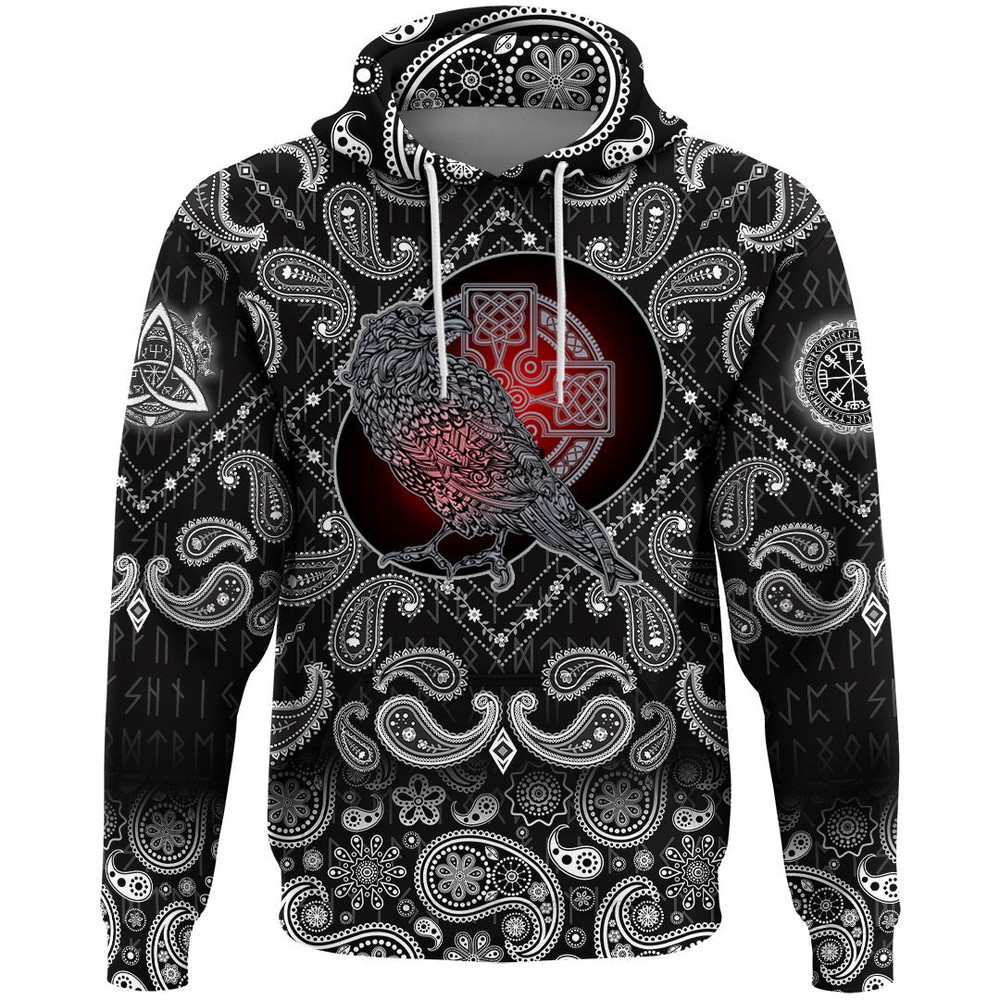 Reven Triskele with Bandana Paisley Style Viking Hoodie For Men Women