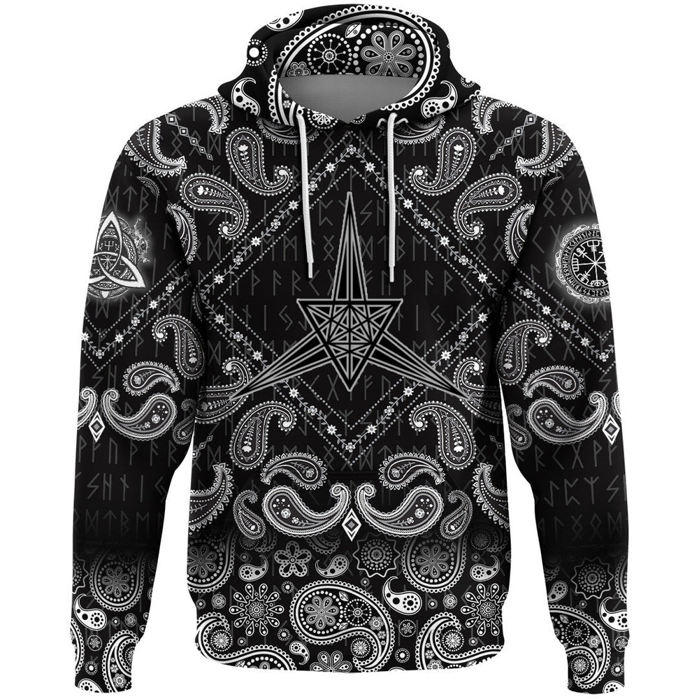 Sacred Geometry Secret Symbol Of Geometry with Bandana Paisley Style Viking Hoodie For Men Women