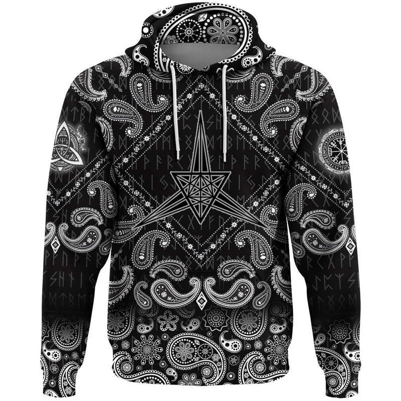 Sacred Geometry Secret Symbol Of Geometry with Bandana Paisley Style Viking Hoodie For Men Women