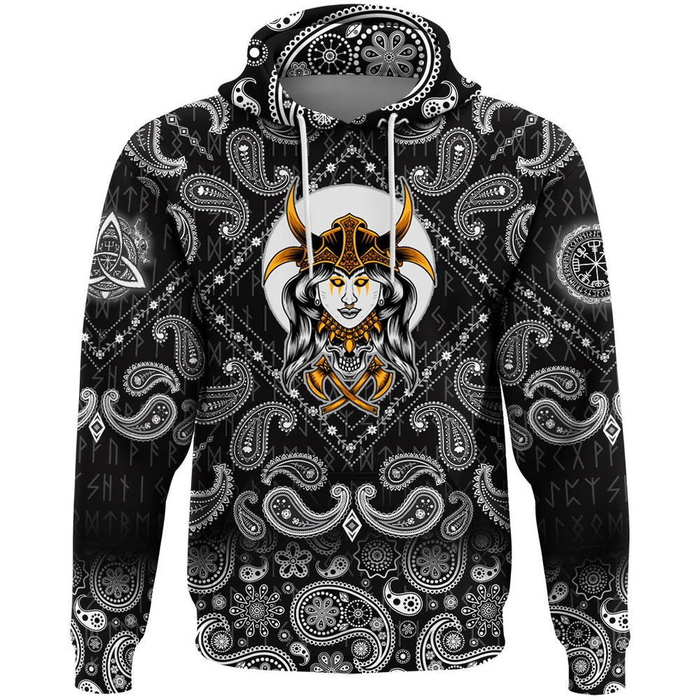 Scandinavian God Odin New with Bandana Paisley Style Viking Hoodie For Men Women