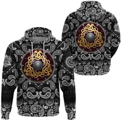 shield with bandana paisley style, viking hoodie for men women