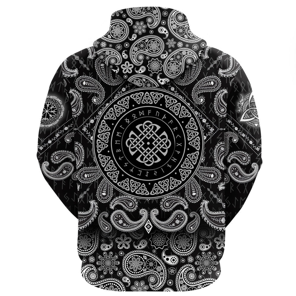 Shield Runes with Bandana Paisley Style Viking Hoodie For Men Women