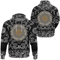 shield scandinavian pattern with bandana paisley style, viking hoodie for men women