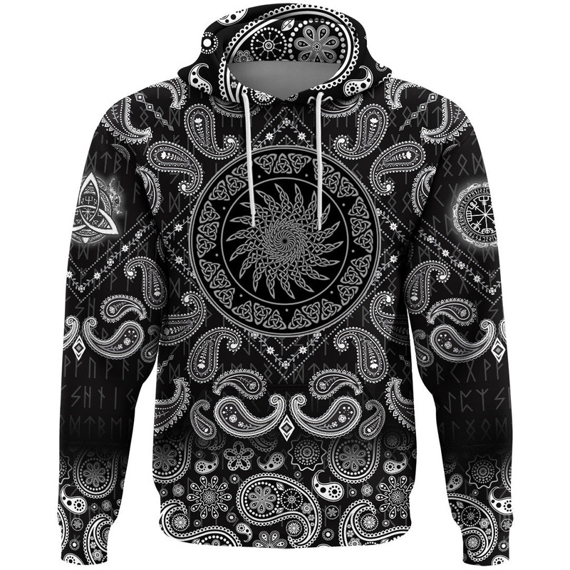 Shields with Bandana Paisley Style Viking Hoodie For Men Women