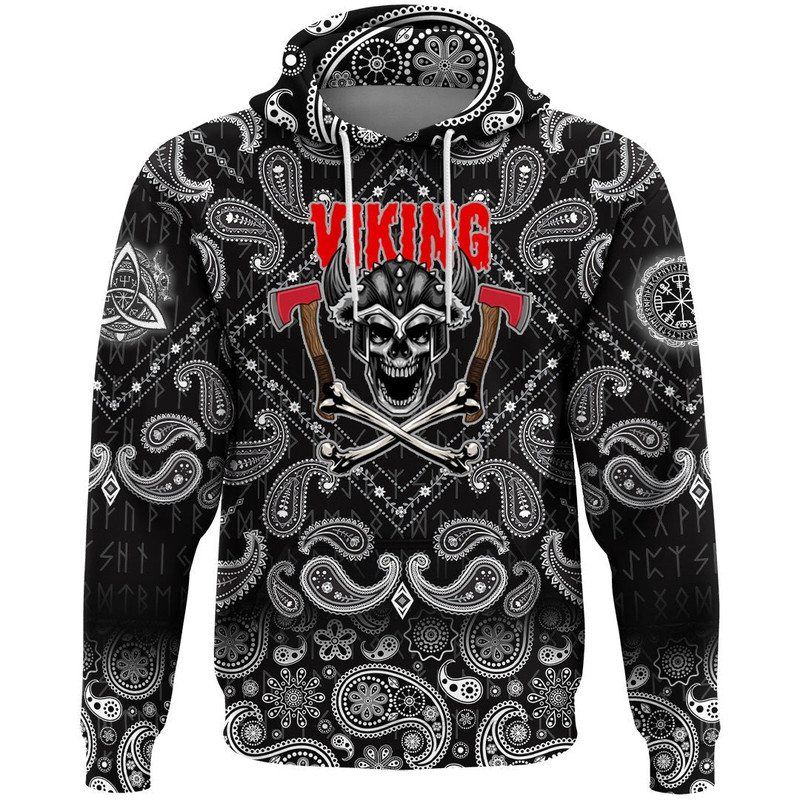 Skull Axes with Bandana Paisley Style Viking Hoodie For Men Women