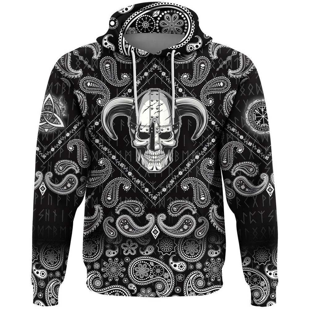 Skull Helmet New with Bandana Paisley Style Viking Hoodie For Men Women