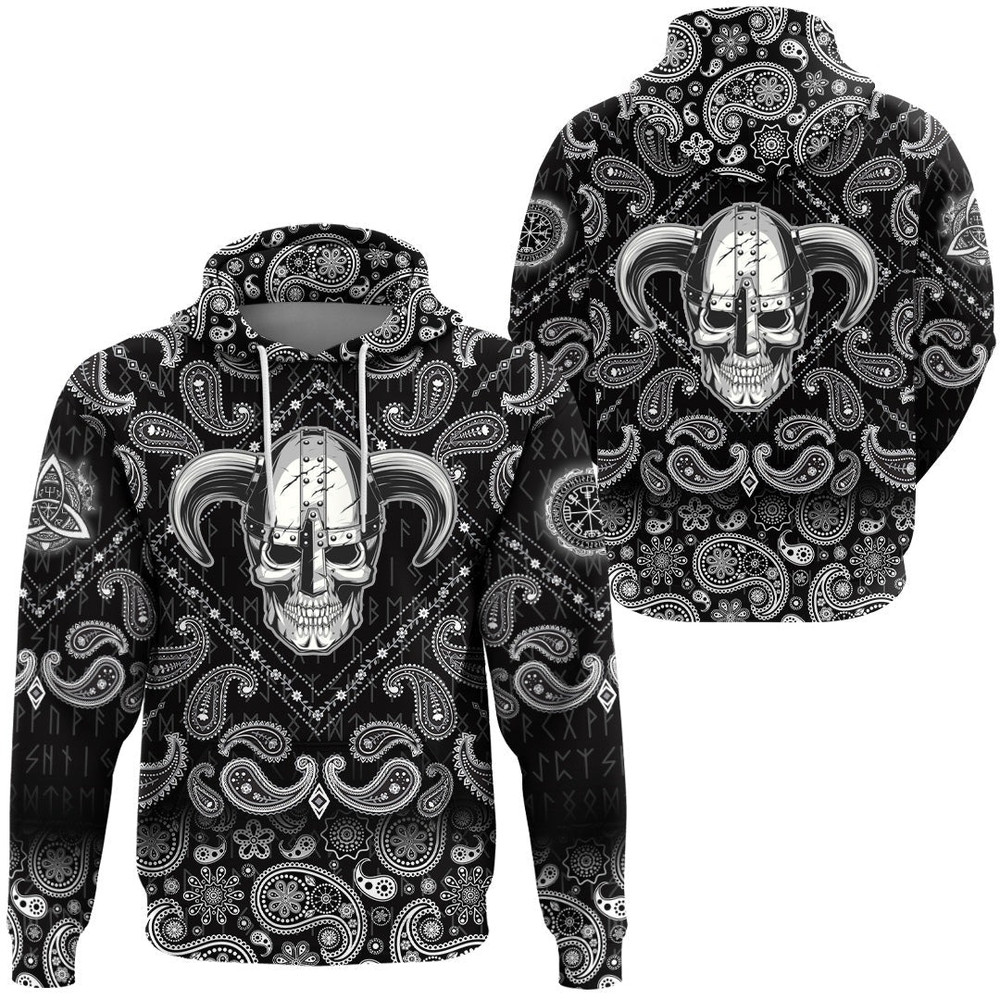 Skull Helmet New with Bandana Paisley Style Viking Hoodie For Men Women