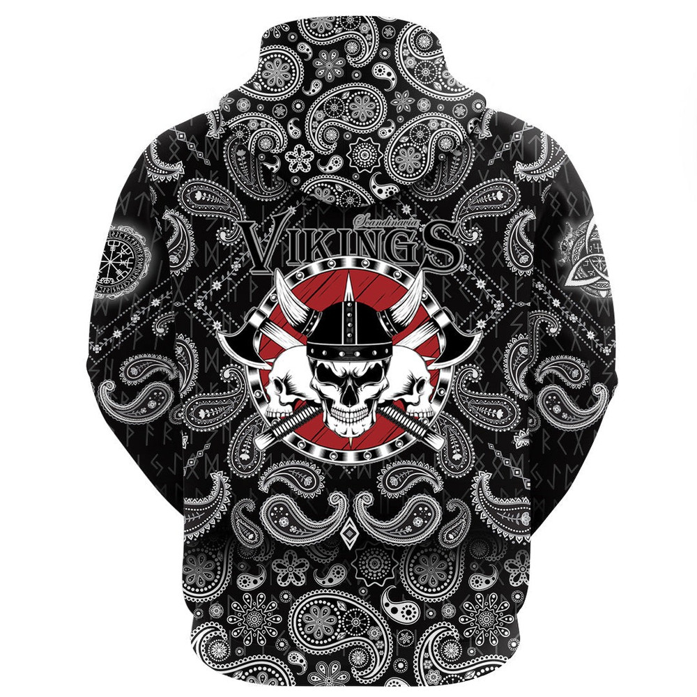 Skulls With Shield And Axes with Bandana Paisley Style Viking Hoodie For Men Women