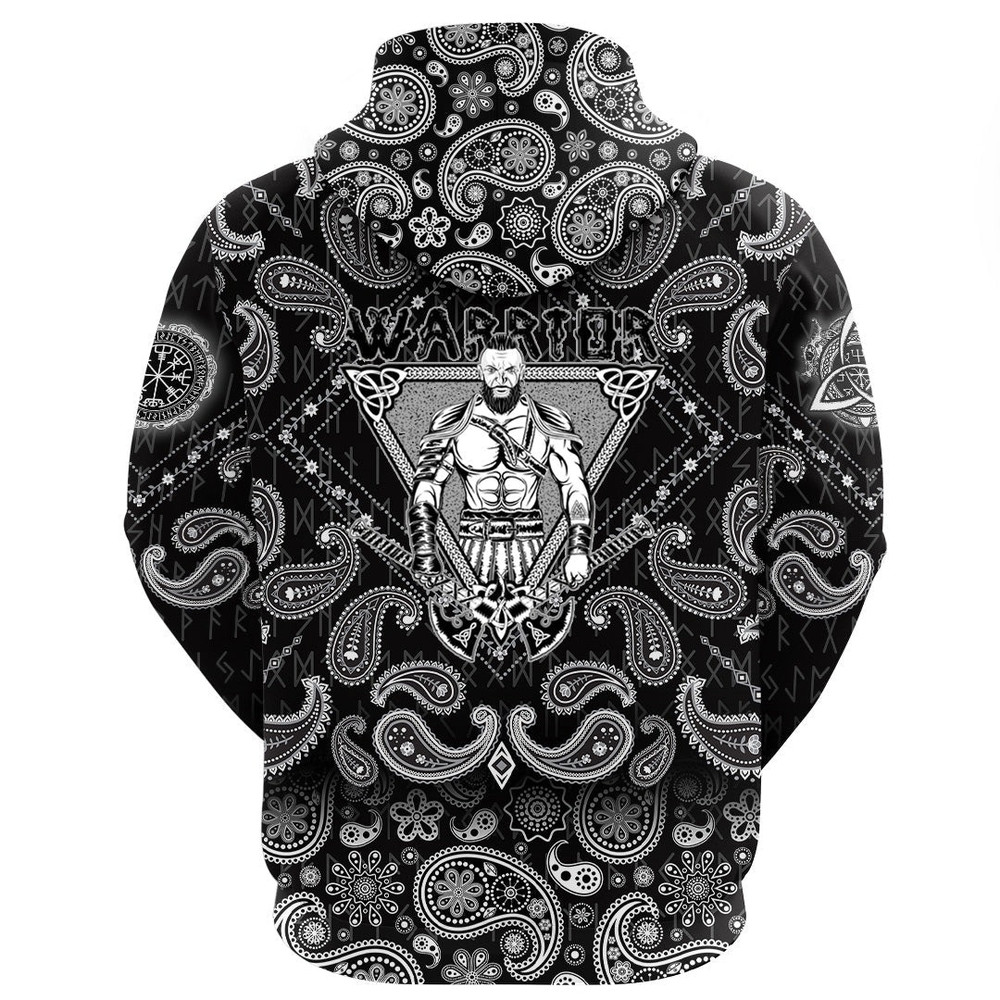 Strong Warrior with Bandana Paisley Style Viking Hoodie For Men Women