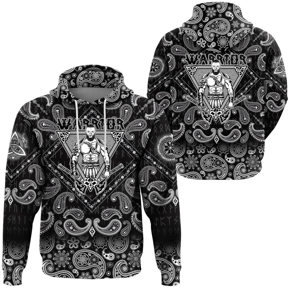 Strong Warrior with Bandana Paisley Style Viking Hoodie For Men Women