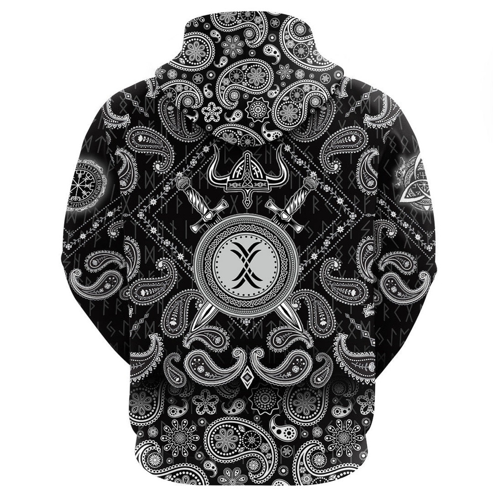 Sword Helmet And Shield with Bandana Paisley Style Viking Hoodie For Men Women