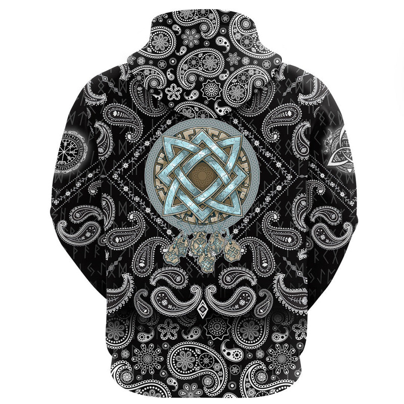 Symbols Of The Gods And Decorative Ornaments with Bandana Paisley Style Viking Hoodie For Men Women