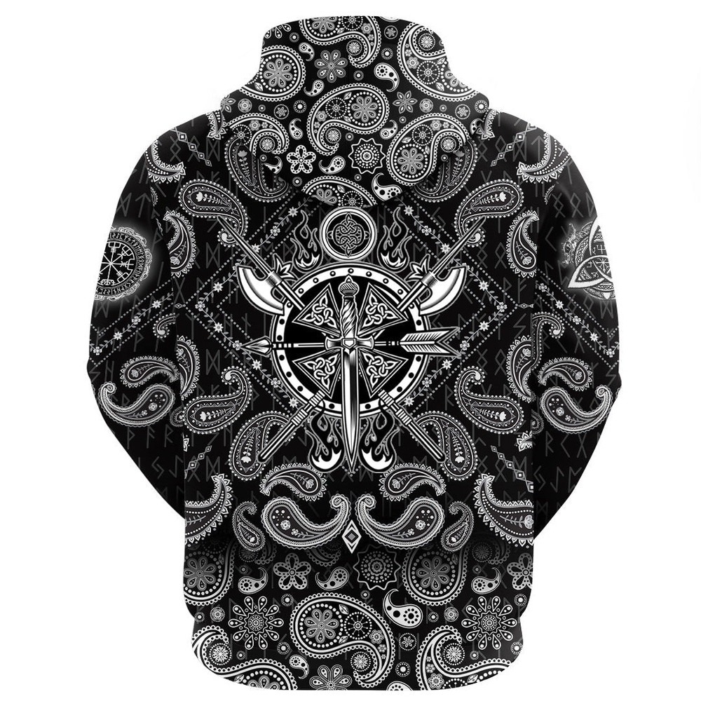 Tattoo With Bandana Paisley Style Viking Hoodie For Men Women 1