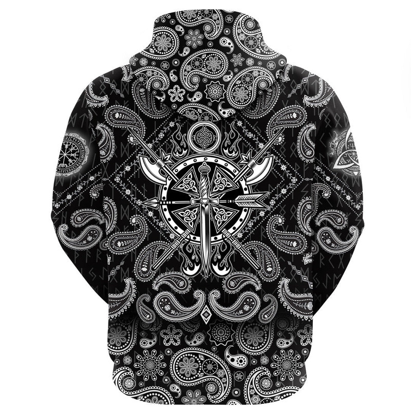 Tattoo With Bandana Paisley Style Viking Hoodie For Men Women 1