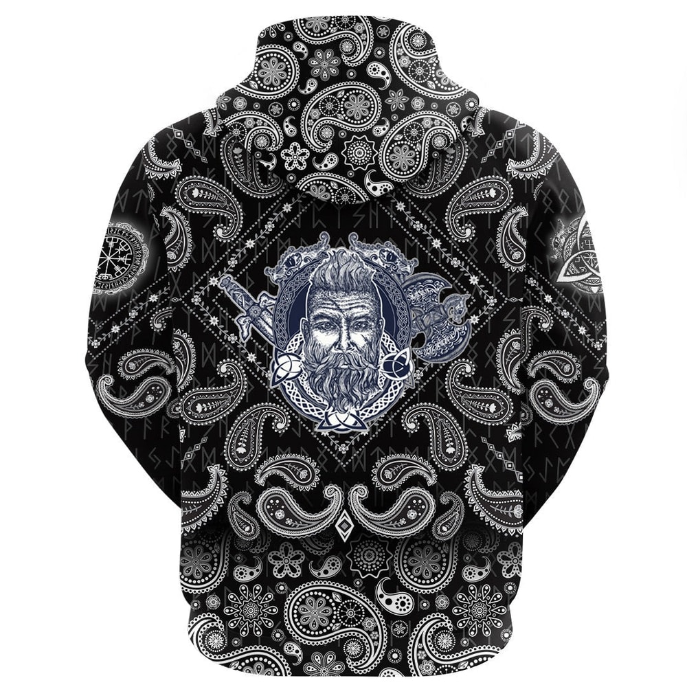 Tattoo Courage Scandinavian with Bandana Paisley Style Viking Hoodie For Men Women