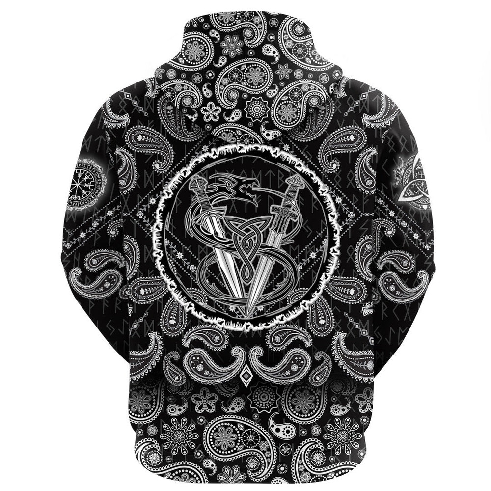 The And Dragon Biting Tail with Bandana Paisley Style Viking Hoodie For Men Women