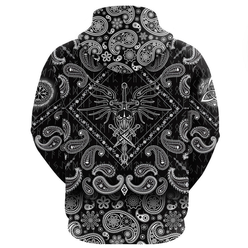 The Head Of The Demon With Sword with Bandana Paisley Style Viking Hoodie For Men Women