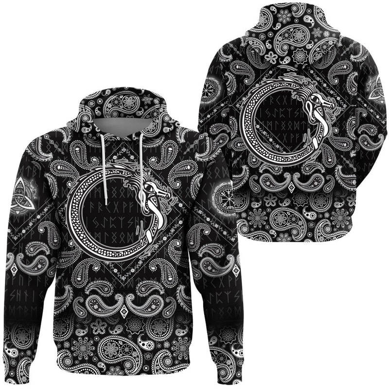 The Norse Midgard with Bandana Paisley Style Viking Hoodie For Men Women