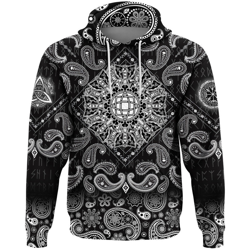 The Poleaxe And Sword With Bandana Paisley Style Viking Hoodie For Men Women 2
