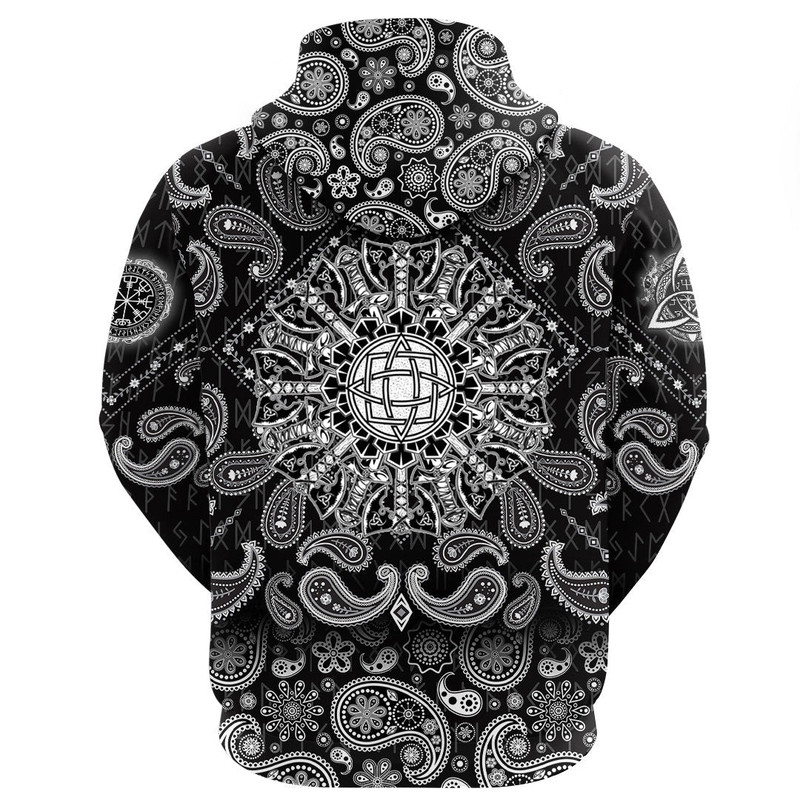 The Poleaxe And Sword With Bandana Paisley Style Viking Hoodie For Men Women 3