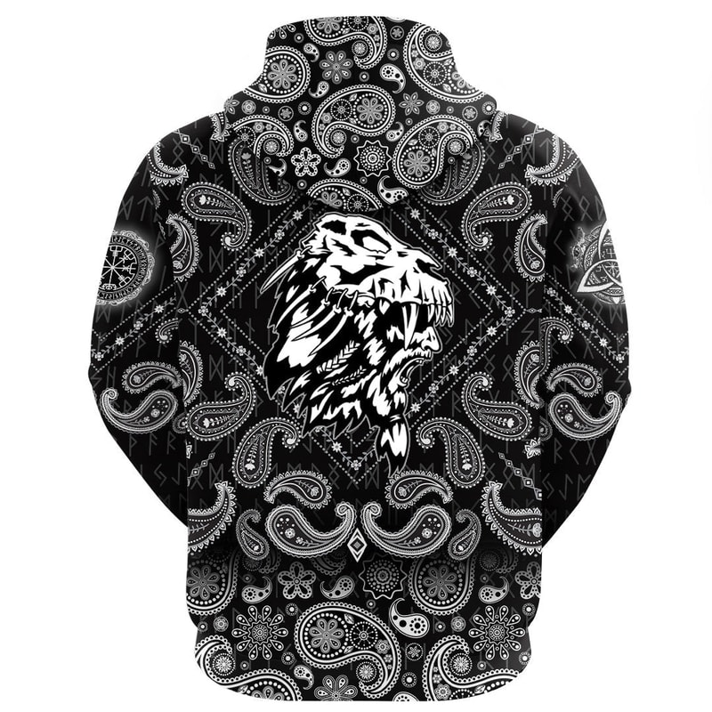 The Shaman In Skull Of An Animal with Bandana Paisley Style Viking Hoodie For Men Women