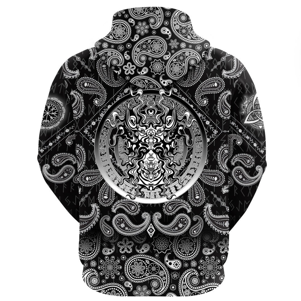 Valkyrie In Beautiful Helmet with Bandana Paisley Style Viking Hoodie For Men Women
