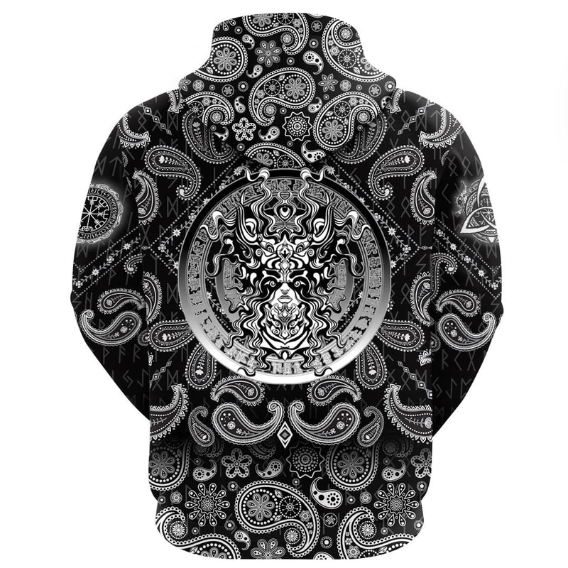 Valkyrie In Beautiful Helmet with Bandana Paisley Style Viking Hoodie For Men Women