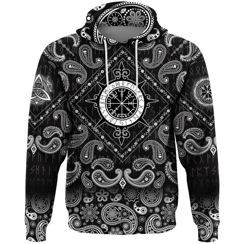 Vegvisir with Bandana Paisley Style Viking Hoodie For Men Women