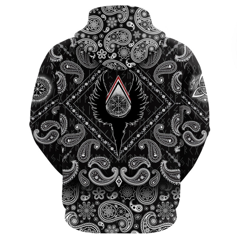 Vegvisir Wings with Bandana Paisley Style Viking Hoodie For Men Women