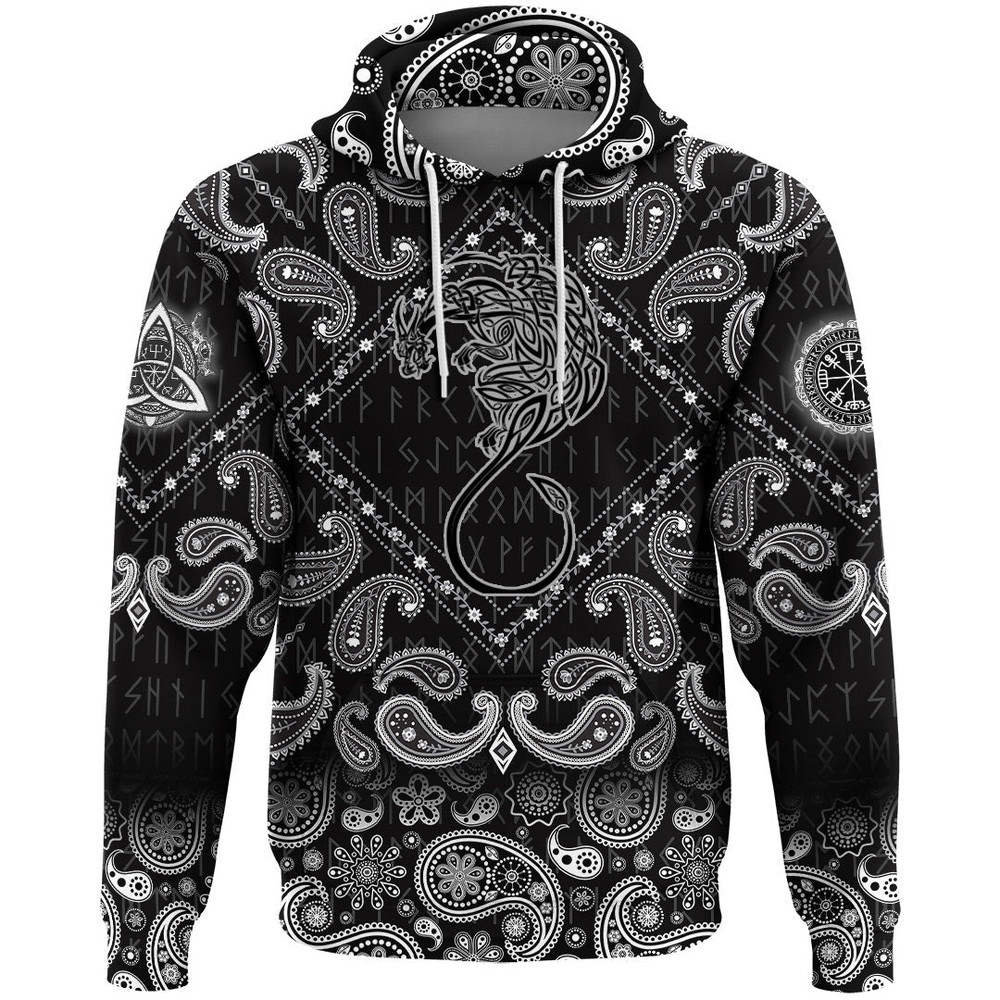 Viking Celtic Dragon with Bandana Paisley Style Viking Hoodie For Men Women