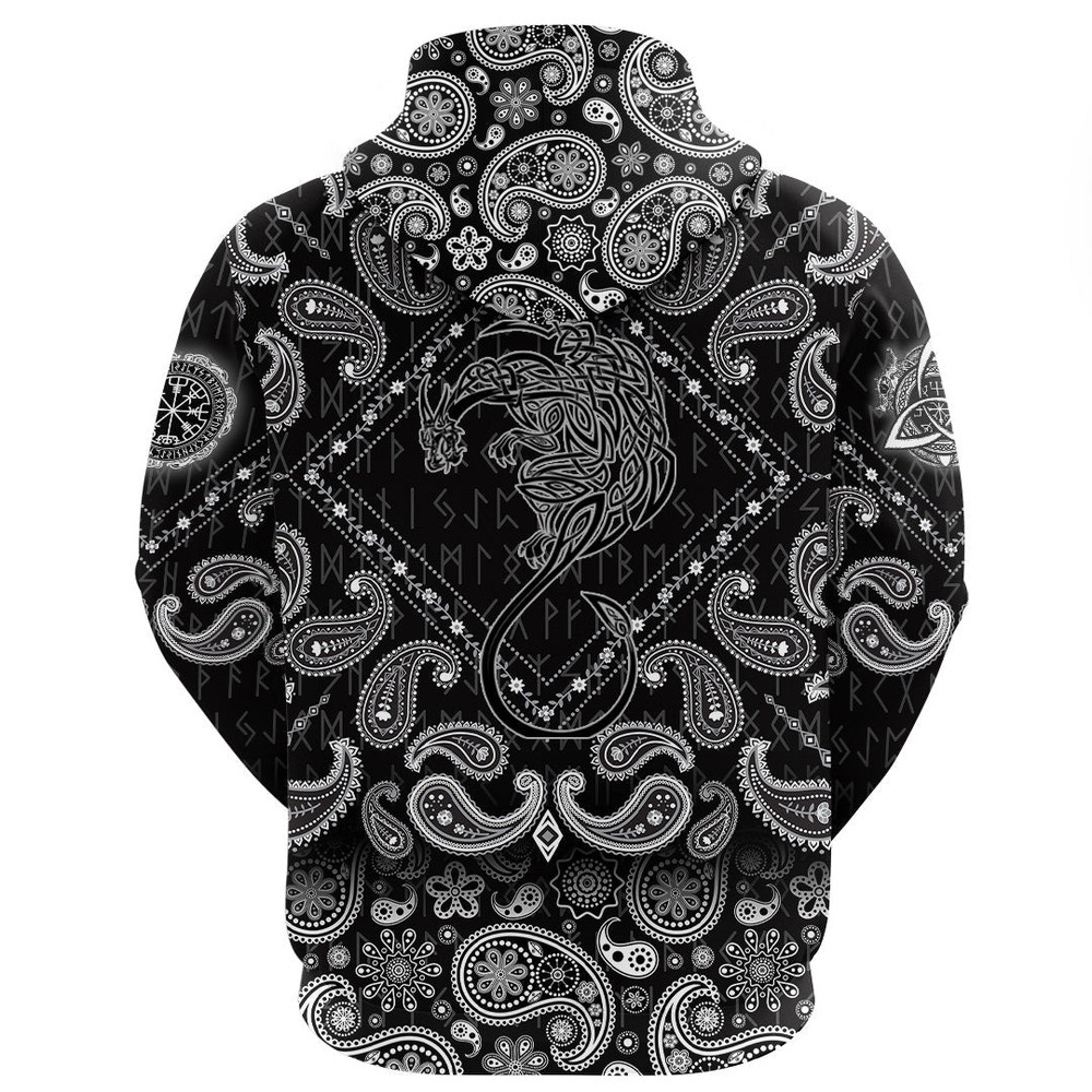 Viking Celtic Dragon with Bandana Paisley Style Viking Hoodie For Men Women