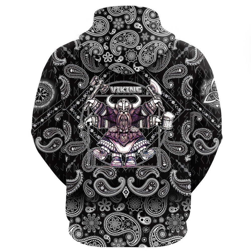 Vitruvian Viking with Bandana Paisley Style Viking Hoodie For Men Women