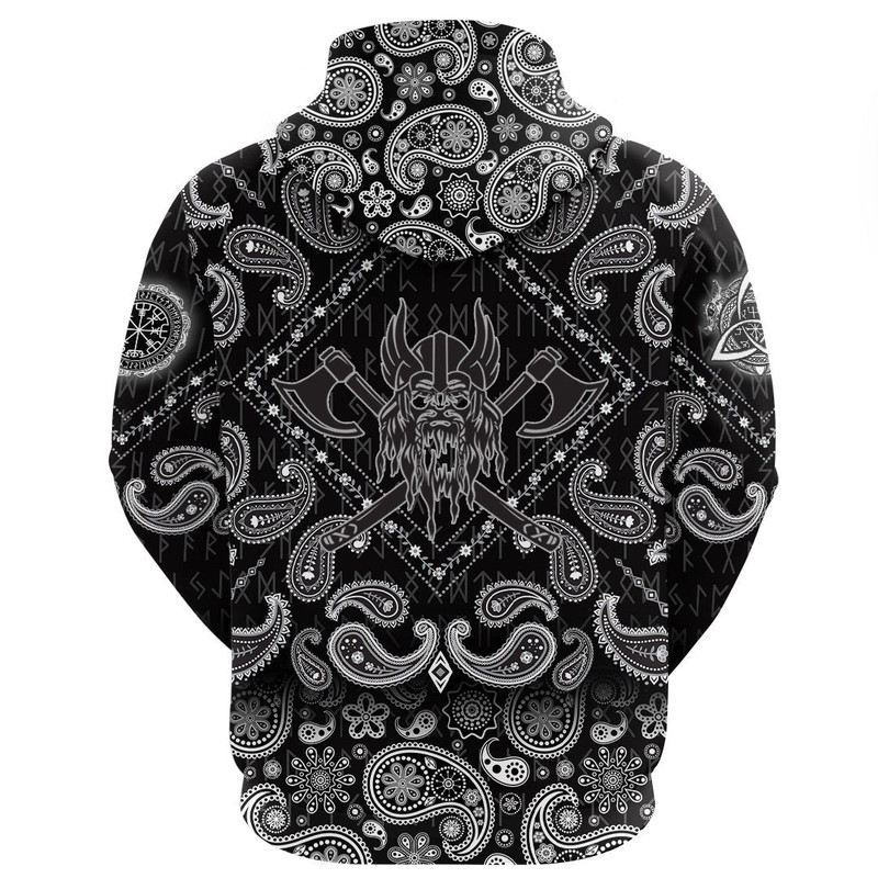 Warrior Emblem with Bandana Paisley Style Viking Hoodie For Men Women