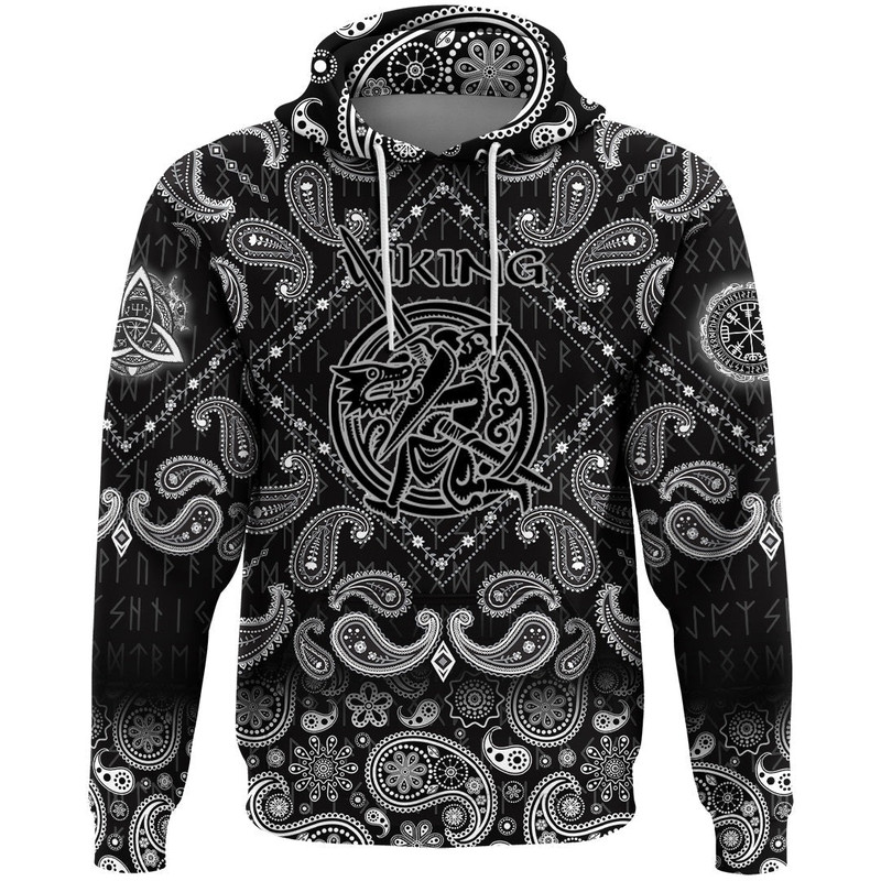 Warrior Fights Dragon with Bandana Paisley Style Viking Hoodie For Men Women