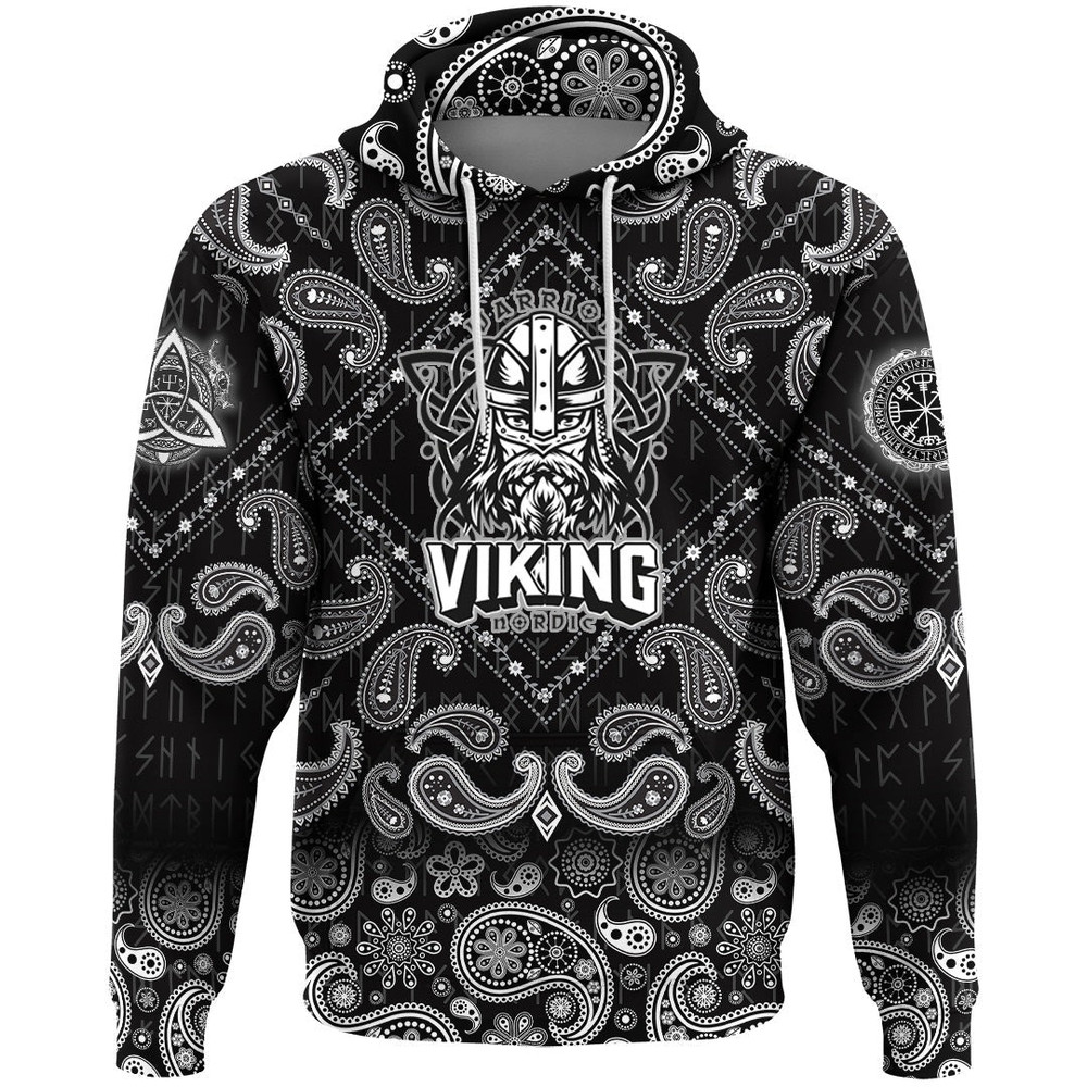 Warrior Nordic with Bandana Paisley Style Viking Hoodie For Men Women