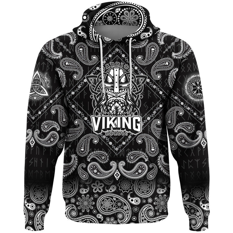 Warrior Nordic with Bandana Paisley Style Viking Hoodie For Men Women