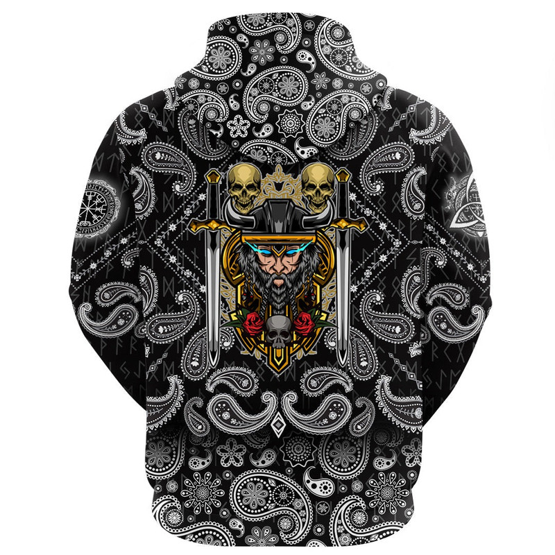 Warrior Sword with Bandana Paisley Style Viking Hoodie For Men Women